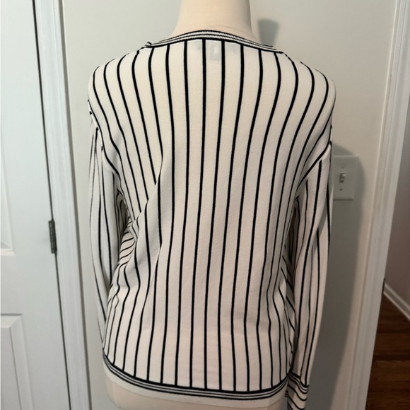 Ann Taylor Ivory and Black Pinstripe Long Sleeve Tee - Picture 3 of 6